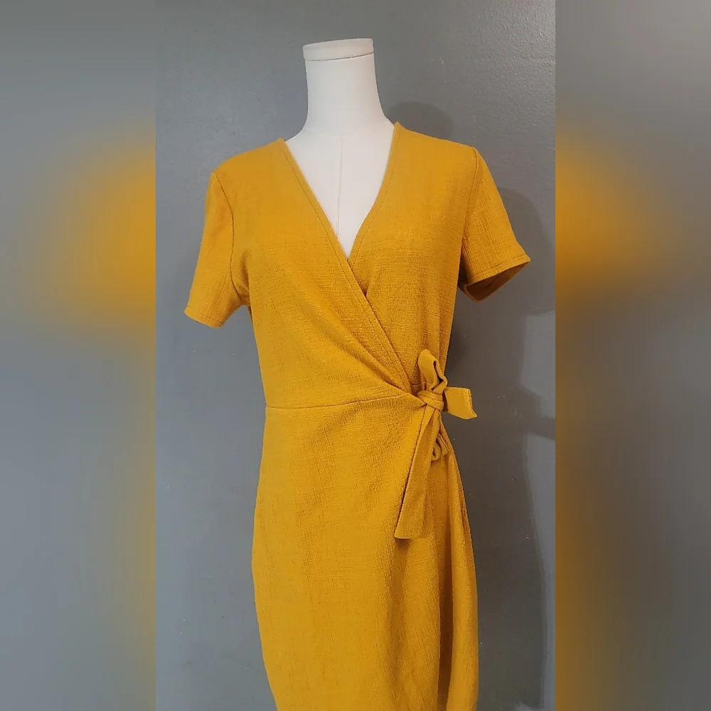 J. Crew Yellow Tie-Waist Midi Dress Never‎ Woern